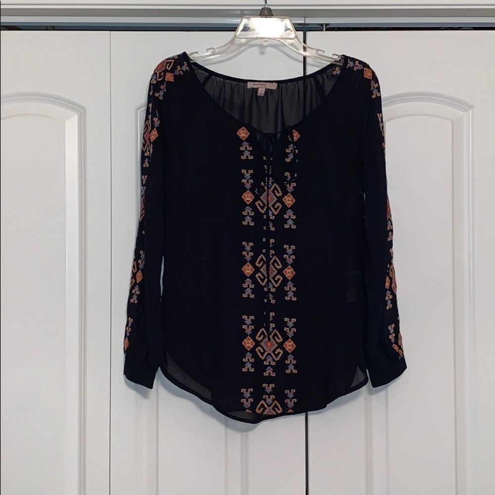 Sheer black/really dark navy blouse.